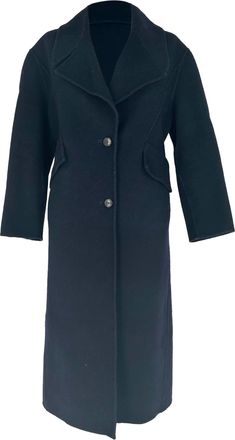 BA&SH Ba & Sh Single-Breasted Coat in Navy Blue Wool