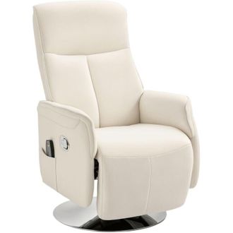 HOMCOM Sill&oacute;n de masaje el&eacute;ctrico con reposapi&eacute;s sill&oacute;n relax giratorio reclinable hasta 135&deg; con control remoto 10 zonas de masaje 68,5x77x117 cm - Homcom