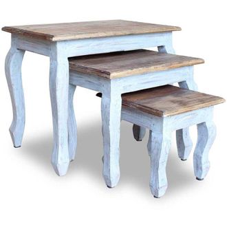 vidaXL Vidaxl - Juego De Mesas Apilables 3 Unidades Madera Maciza De Caoba