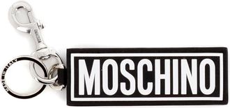 Moschino Contrast Logo Sleutelhanger Zwart/Wit - Heren - Sleutelhangers & Tashangers - Zwart - ONE Size - Leer - Accessoires