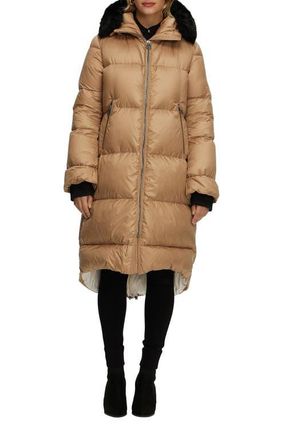 Gorski Apres-Ski Long Jacket With Detachable Toscana Trim in Camel/black at Nordstrom, Size X-Small