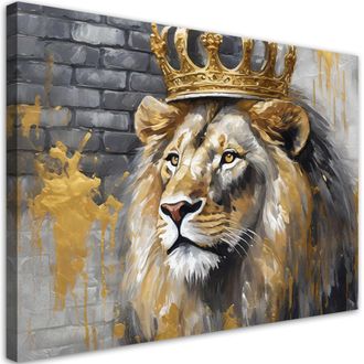 Artgeist Artgeist - Quadro Su Tela, Re Leone Corona - 60x40