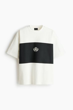 H&M Bedrucktes T-Shirt in Oversized Fit - White