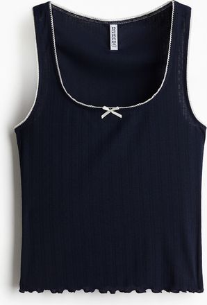 H&M Tanktop aus Pointelle-Jersey - Marineblau