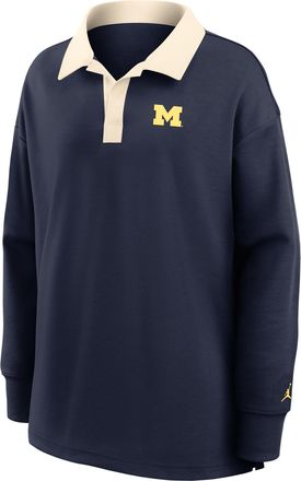 Nike Womens Michigan Academic Jordan Brand Dri-FIT Oversized Long-Sleeve Polo in Blue | 0J0E0DKNMWN-QG3