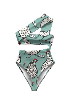 Averie Womens Annelise One Piece Swimsuit, Blue, L