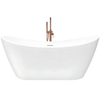 Rea Ba&ntilde;era De Pie Rea Ferrano Slim 160 White With Brushed Copper Plug Cap