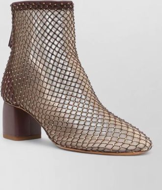 Forte_Forte mesh ankle boots almond toe block heel
