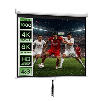 HOMCOM Homcom Pantalla De Proyector Manual 100 Pulgadas, Pantalla De Proyecci&oacute;n, Formato 4:3/16:9, Para Interior Y Exterior, Cine En Casa, Oficina, Blanco