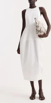 R&oacute;he Sculptural Cotton Poplin Midi Dress in Optic White at Nordstrom, Size 10 Us