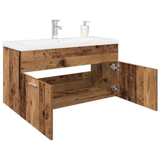 Berkfield Home Sink Cabinet with Built-in Basin Old Wood Engineered Wood in Brown