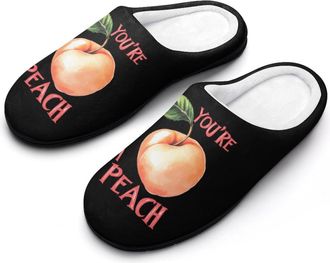 Generic Youre A Peach Slippers Men Winter Warm Cotton Anti-Slip Indoor Slip-Ons House Shoes