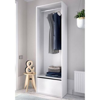 Dmora Gran Armario Braiola, Muebles De Dormitorio, Vestidor, Armario De Ropa, 60x45 H205 Cm, Blanco Y Roble - Dmora