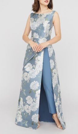 Kay Unger Grania Sleeveless Maxi Jumpsuit in Slate Blue at Nordstrom, Size 14