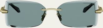 Bulgari Serpenti 51mm Metal Rectangular Sunglasses