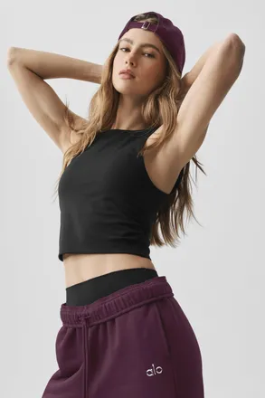 Alo Softsculpt Entice Bra Tank Top in Black, Size: Medium
