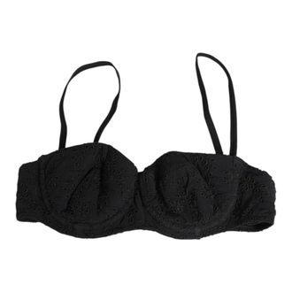 Dolce & Gabbana Bras, female, Black, Size: S Black Embroidered Underwire Bra Underwear
