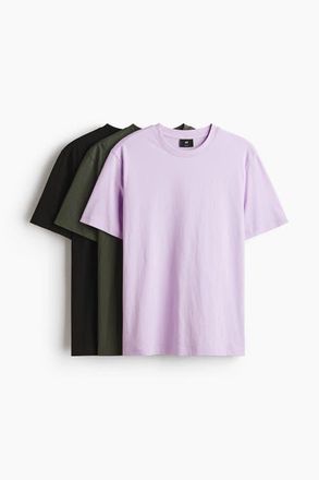 H&M 3-pack Regular Fit T-shirts in Lilac at Nordstrom, Size Xx-Large