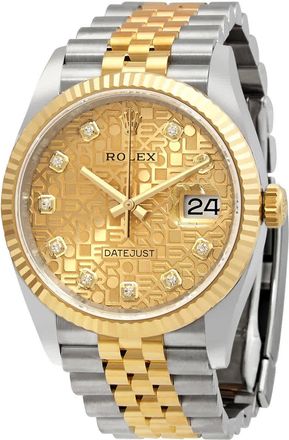 Rolex Datejust 36 Automatic Diamond Champagne Dial Watch 126233-0033