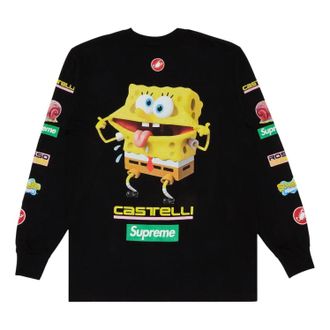 SUPREME x Spongebob Squarepants x Castelli Racing Long-Sleeve T-Shirt Black SS25T36-BLACK