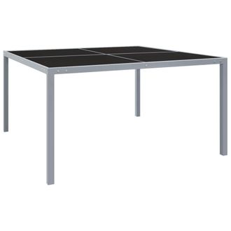 Berkfield Home Garden Table 130x130x72 cm Grey Steel & Glass | Size: 130 x 130 x 72 cm