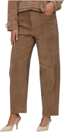 Ibana Broeken, Dames, Bruin, XS, Leer, Paral Suede Pantalon