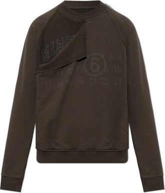 Maison Margiela Logo Sweatshirt - Dames - Sweatshirts - Bruin - M - Katoen - Hoodies & sweatvesten