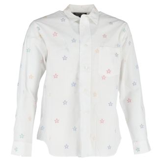 Comme Des Gar&ccedil;ons Comme Des Gar&ccedil;ons Star Printed Long Sleeve Shirt in White Cotton