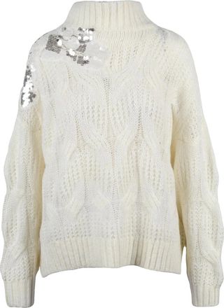 Liu Jo High Neck Knit Sweater With Rhinestone Embellishments