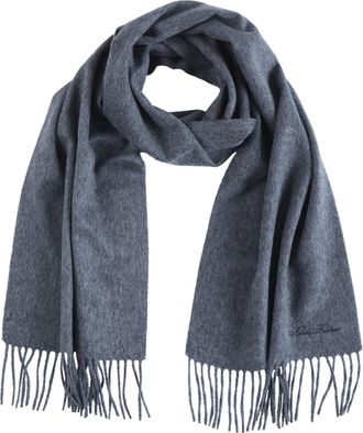 Brooks Brothers Wool and Cashmere Woven Solid Scarf with Twisted Fringe - Mens Luxury Winter Scarf, 66-inches x 12-inches, Charcoal, One Size