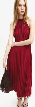 Mango Vestito plissettato collo halter ciliegia - Donna - XS - MANGO