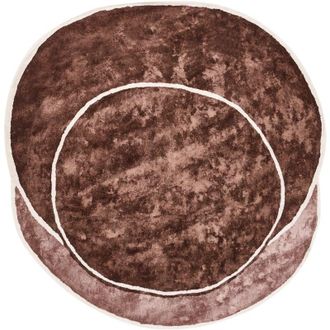 Beliani Beliani - Alfombra Moderna Redonda De Viscosa Y Lana Hecha A Mano 200 X 200 Cm Marr&oacute;n Y Marr&oacute;n Claro Kanrach