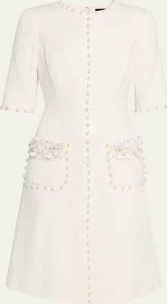 Teri Jon Bead-Embellished Boucle Dress