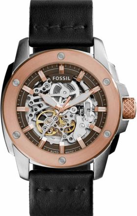 Fossil Machine ME3082 Automatisch Skelet Herenhorloge - 50 mm Zwart Lederen Band