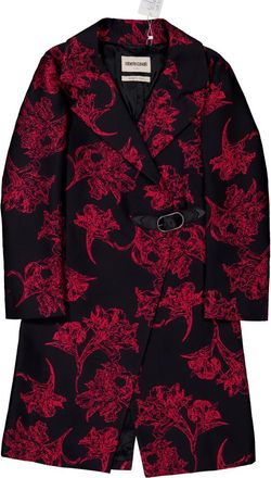 Roberto Cavalli Jacquard Floral Motif Coat, Brand Size 38 ( US Size 4 )