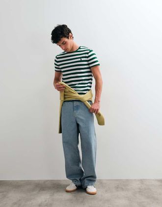 Polo Ralph Lauren T-shirt slim fit a righe verde e bianca