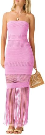 PQ Swim Melissa Fringe Strapless Dress in Rose at Nordstrom, Size X-Small
