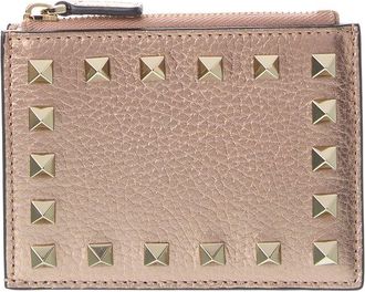Valentino Rockstud Grainy Leather Card Holder