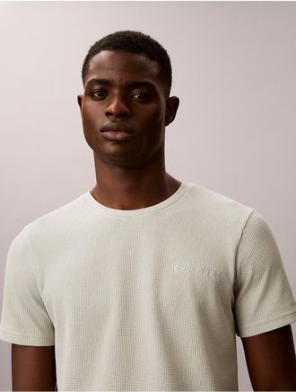 Calvin Klein Mens Waffle Knit Sleep T-Shirt - Green - XL
