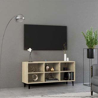 vidaXL Vidaxl - Mobile tv con Gambe in Metallo Rovere Sonoma 103,5x30x50 cm