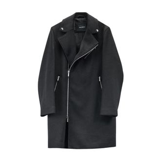 Karl Lagerfeld Single-Breasted Coats, male, Black, Size: 2XL Cappotto Perfecto