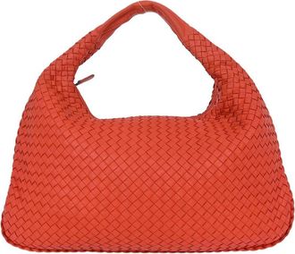 Bottega Veneta Veneta Hobo Intrecciato Nappa Red Leather Handbag (Pre-Owned)