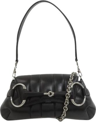 Gucci Pre-owned Leather gucci-bags - Dames - Vintage Schoudertas - Zwart - ONE Size - Vintage