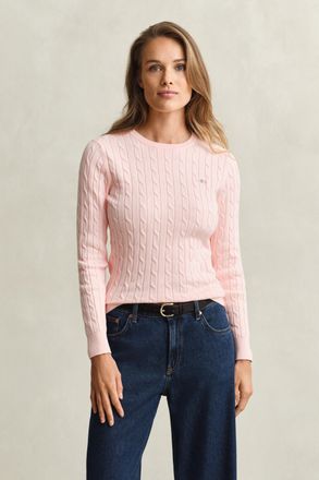 GANT Women Cable Knit Crew Neck Sweater (XXL) APRICOT PINK