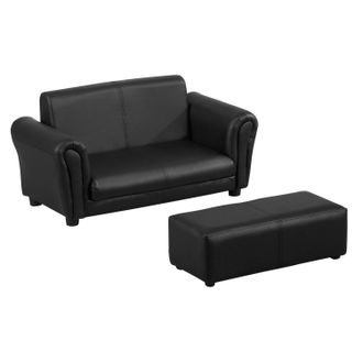 HOMCOM Kids Sofa 2 Seater Childrens Armchair Furniture Bedroom Playroom | TJ Hughes Black