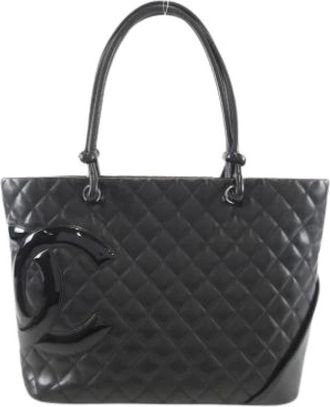 Chanel Pre-owned Tote Bags, female, Black, Size: ONE SIZE Pre-owned Cambon Ligne Tote Bag