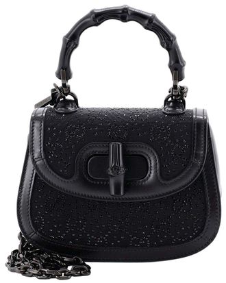 Gucci Bamboo 1947 Top Handle Bag Crystal Embellished Gg Mini (Authentic Pre- Loved)