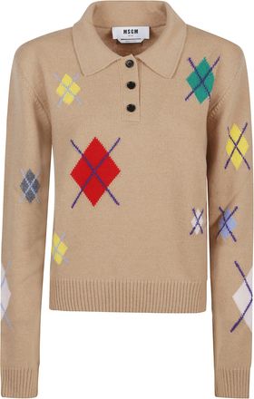 Msgm Knitted Polo Shirt
