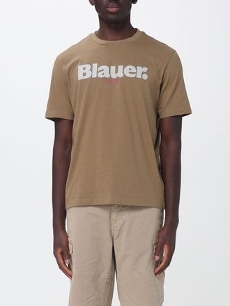 Blauer T-shirt in cotone con logo