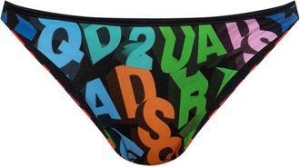 Dsquared2 logo-print bikini bottoms - women - Polyamide/Elastane - 38 - Black